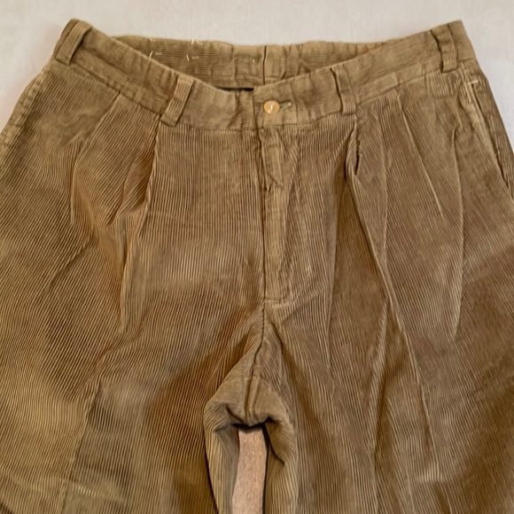 Bills Khakis Corduroy Pants Mens 34 Unhemmed Pleated Front Standard Fit Flaw - Picture 3 of 16